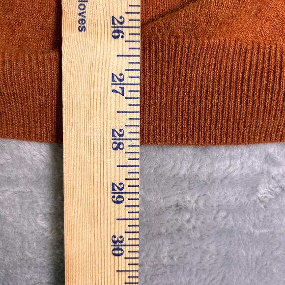 Roundtree & Yorke 100% Cashmere Sweater Mens Large V Neck Rust Orange Fall Layer - Picture 5 of 7